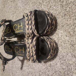 Women's Black Woven Sandals